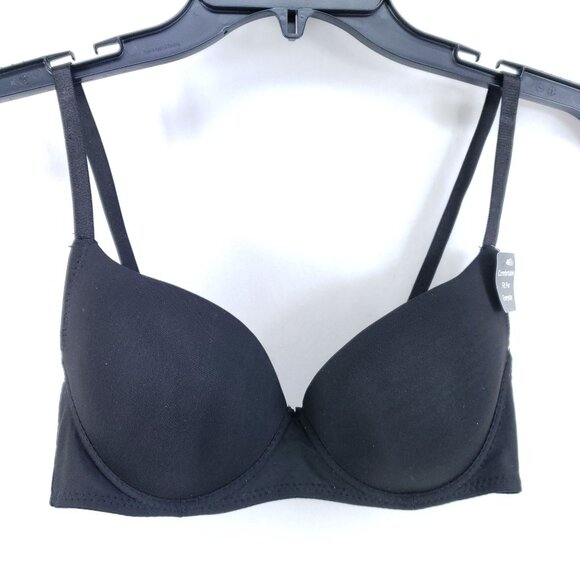 2 Bobbie Brooks Demi Tshirt Bras Size 34C Black White - Picture 2 of 11